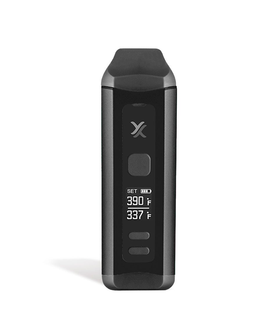 Black front view Exxus Vape Mini Plus Vaporizer on white background