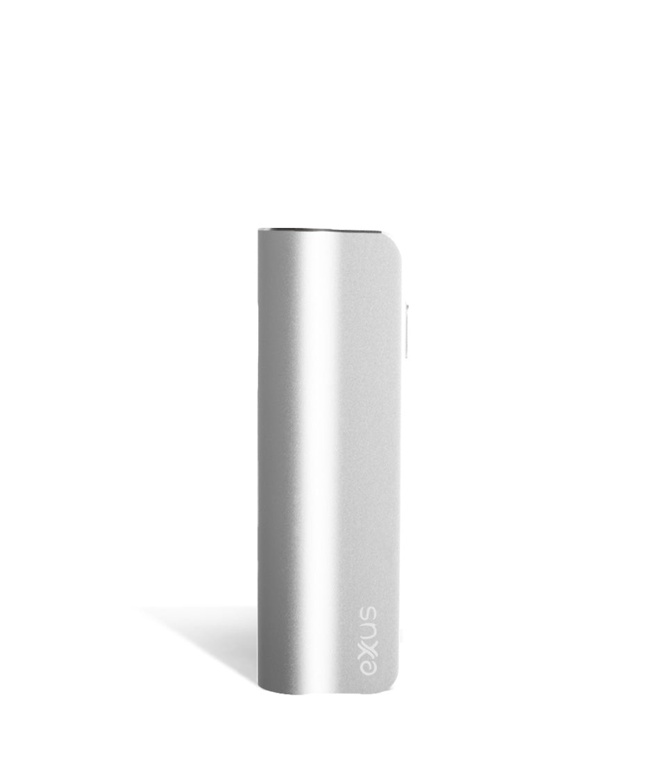 Silver front view Exxus Vape Snap VV Cartridge Vaporizer on white background