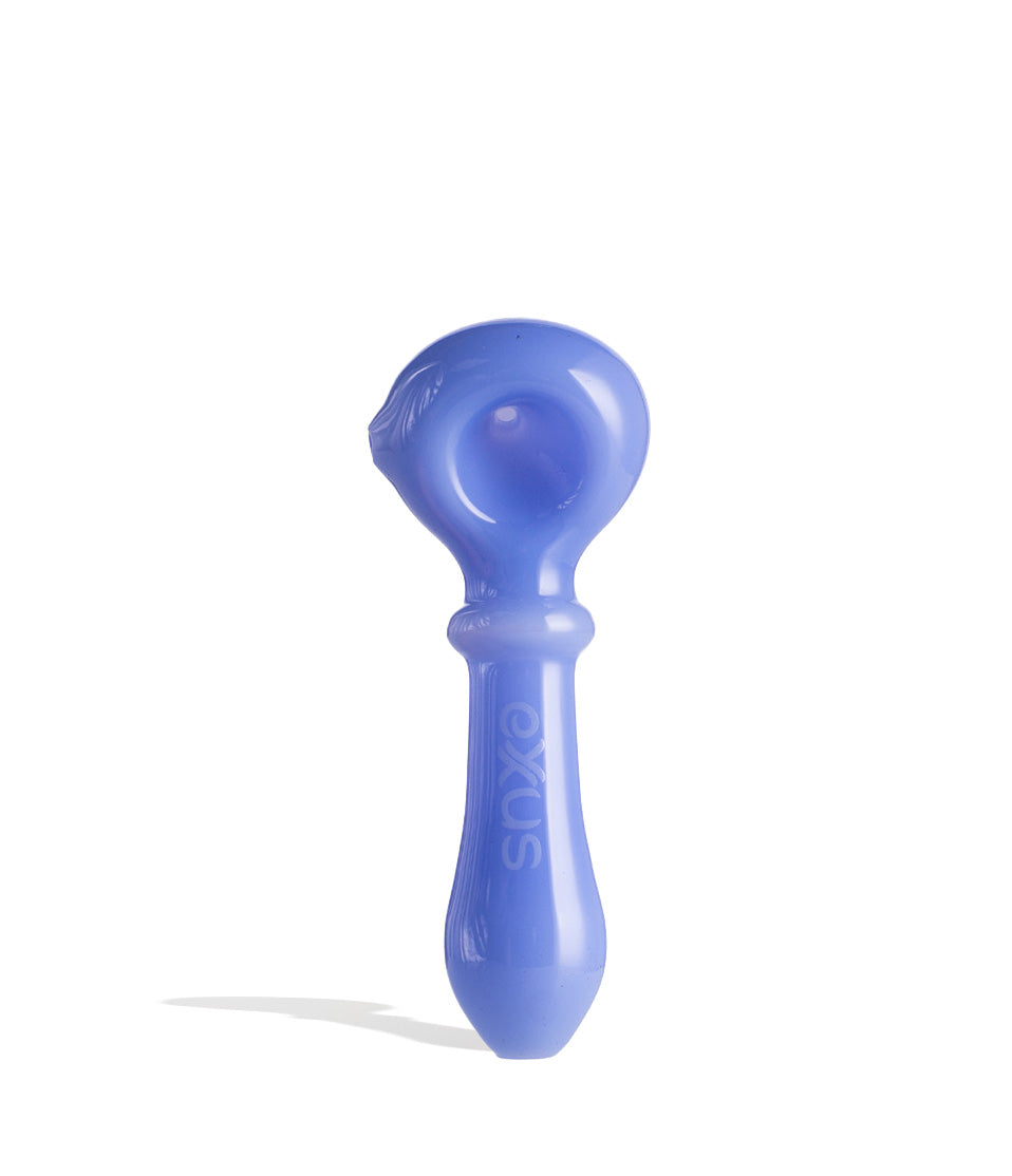 Milky Blue Exxus Wand Hand Pipe Front View on White Background