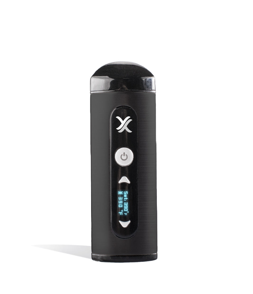 Black front view Exxus Vape Mini Vaporizer on white background