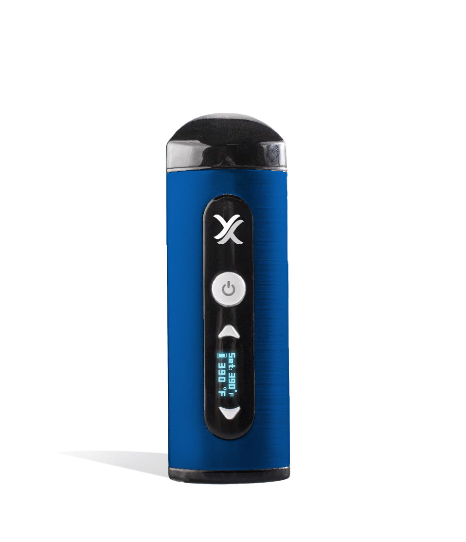 Blue front view Exxus Vape Mini Vaporizer on white background