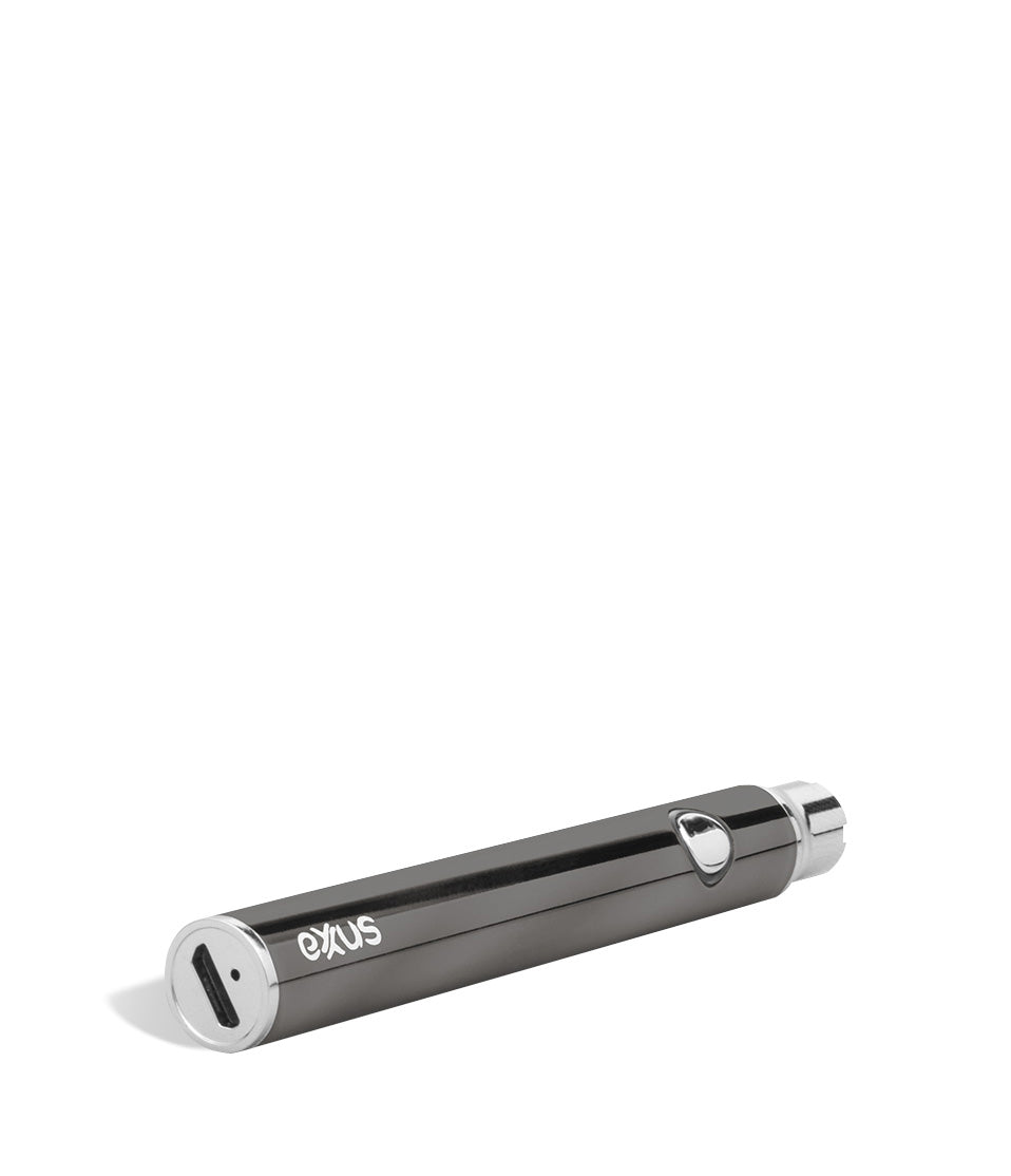 Gunmetal bottom view Exxus Vape Plus VV Cartridge Vaporizer on white background