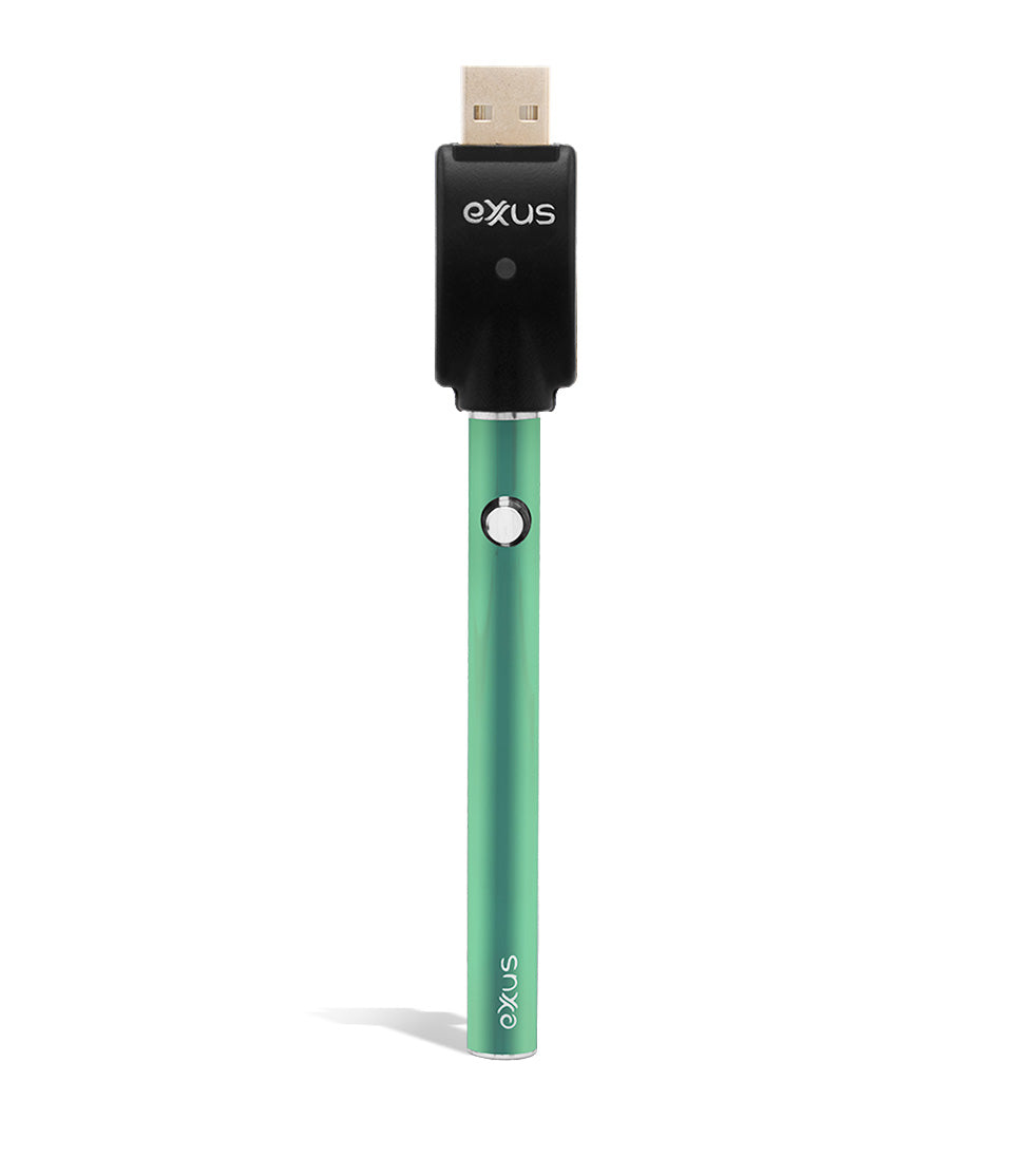 Cosmic Green w/USB Exxus Vape Slim VV Cartridge Vaporizer on white background