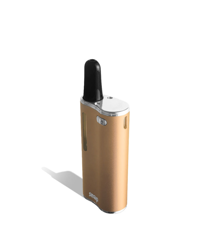 Gold above view Exxus Vape Snap Cartridge Vaporizer on white background