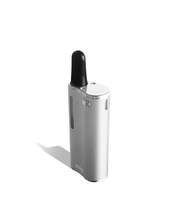 Silver above view Exxus Vape Snap Cartridge Vaporizer on white background