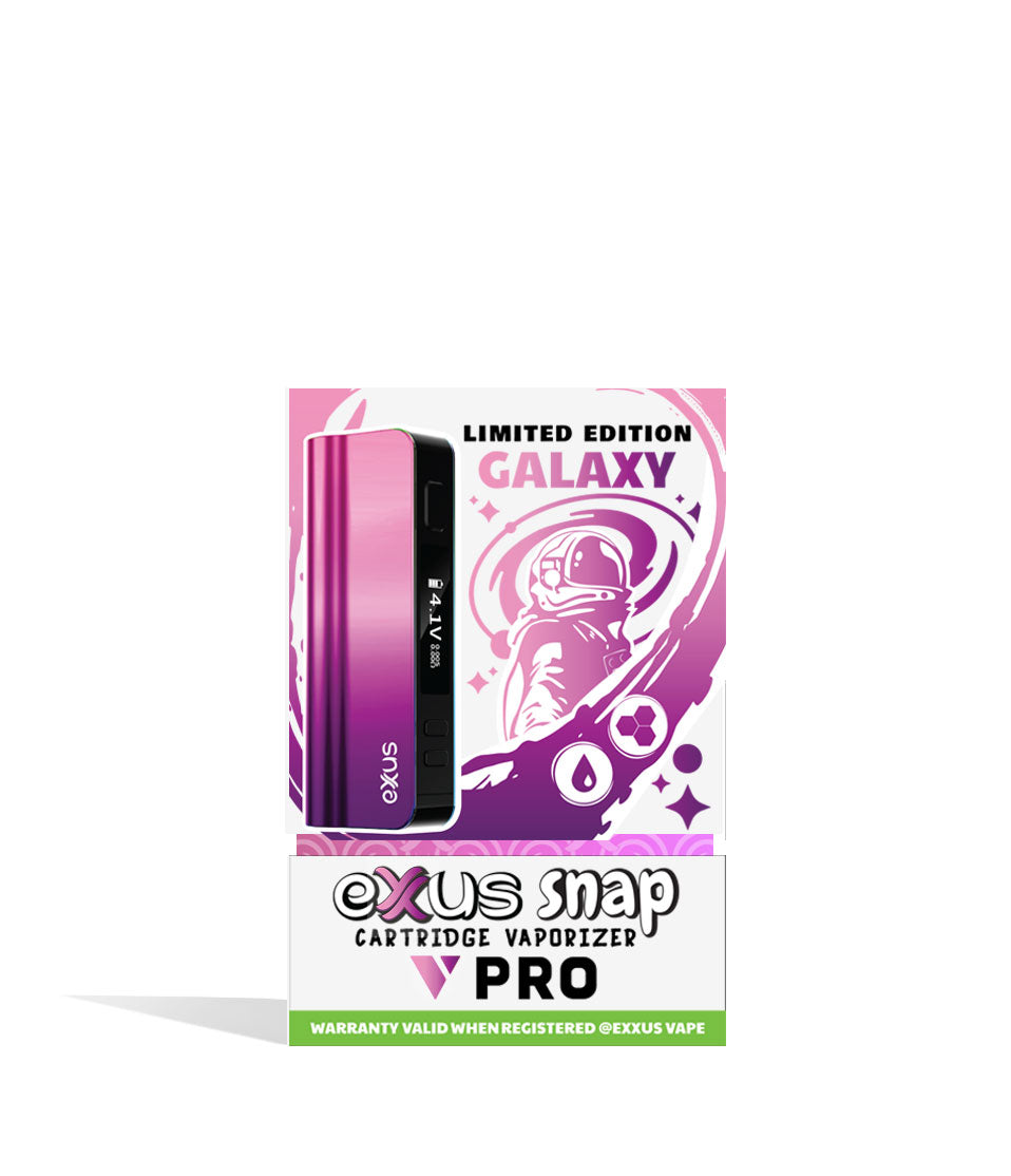 Galaxy Exxus Snap VV Pro Cartridge Vaporizer Packaging Front View on White Background