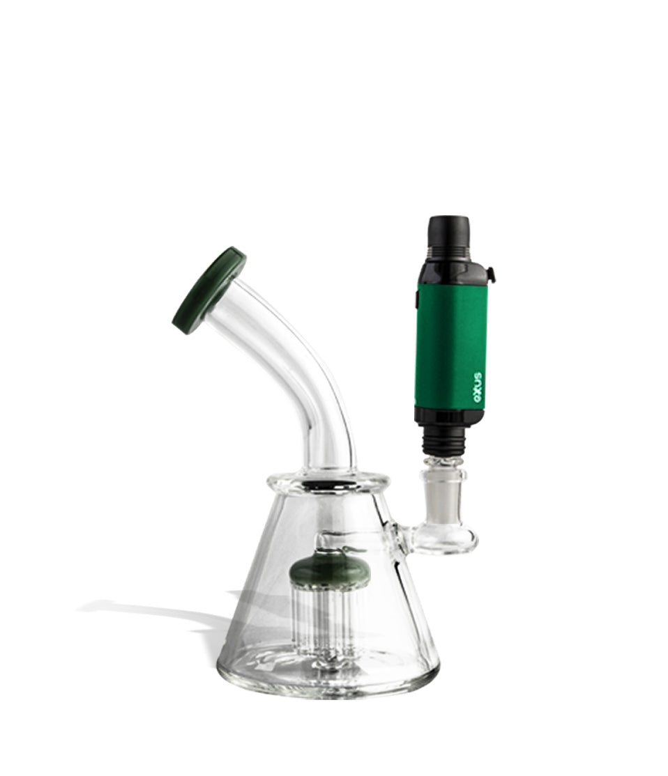 Green rig mode w/glass Exxus Vape VRS 3 in 1 Vaporizer on white background