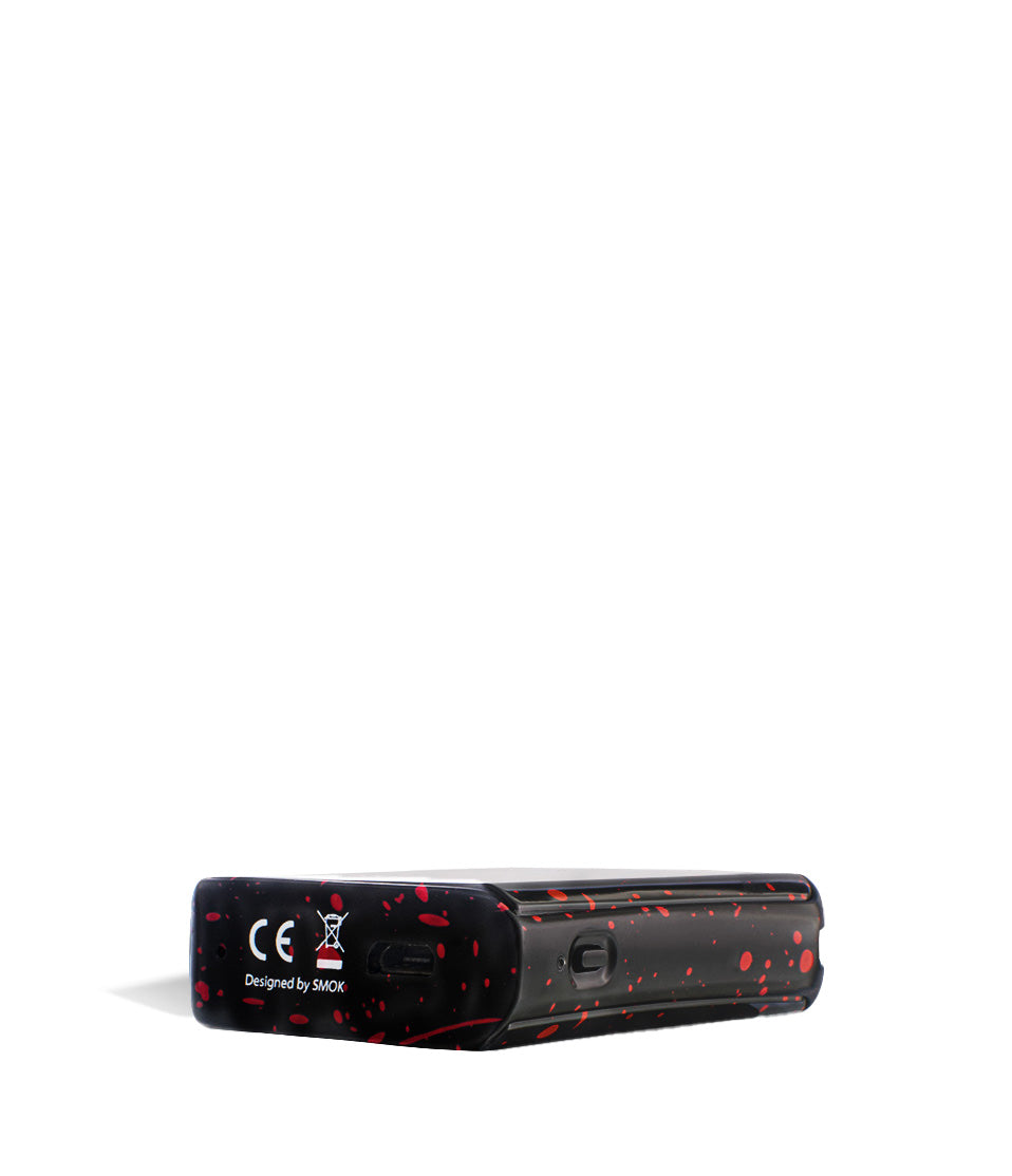 Black Red Spatter bottom view Exxus Vape MiCare Cartridge Vaporizer on white background