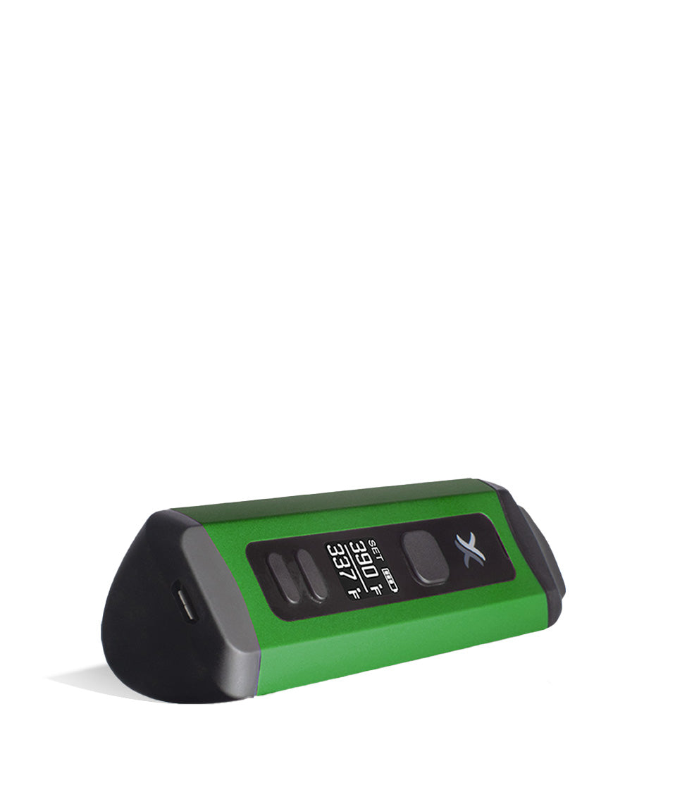 Green bottom view Exxus Vape Mini Plus Vaporizer on white background