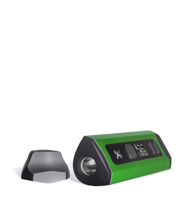 Green top view Exxus Vape Mini Plus Vaporizer on white background