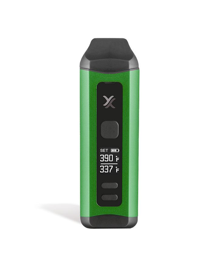 Green front view Exxus Vape Mini Plus Vaporizer on white background