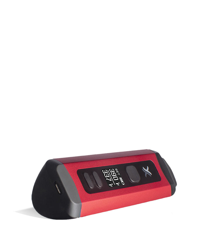 Red bottom view Exxus Vape Mini Plus Vaporizer on white background