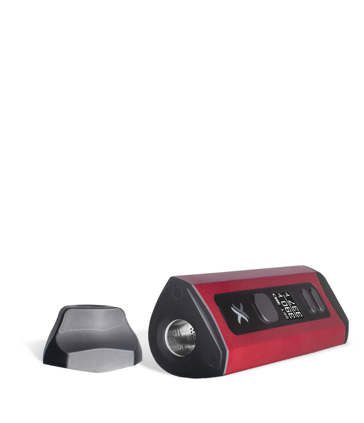 Red top view Exxus Vape Mini Plus Vaporizer on white background