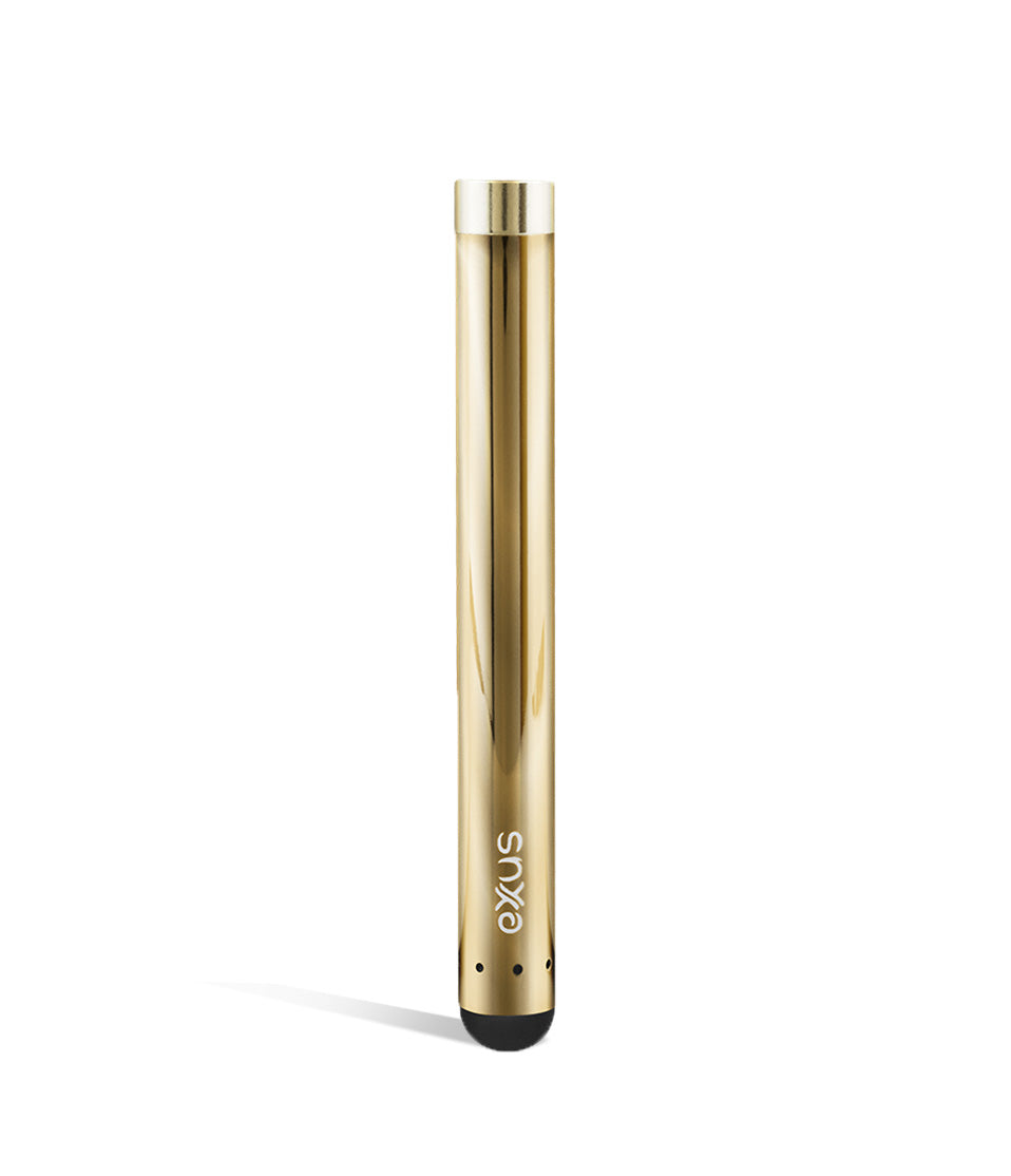 Gold Exxus Vape Slim Auto Draw Cartridge Vaporizer on white background