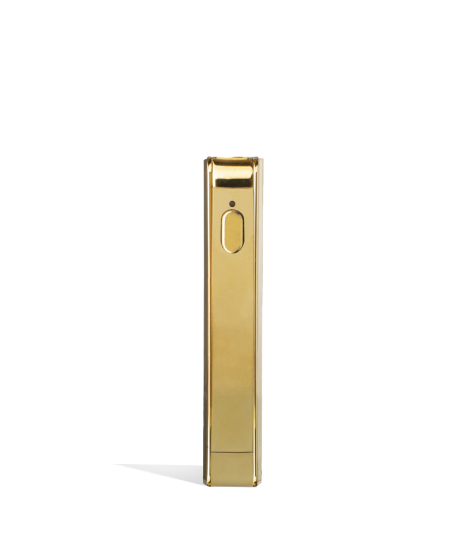 Gold face view Exxus Vape Snap VV Cartridge Vaporizer on white background