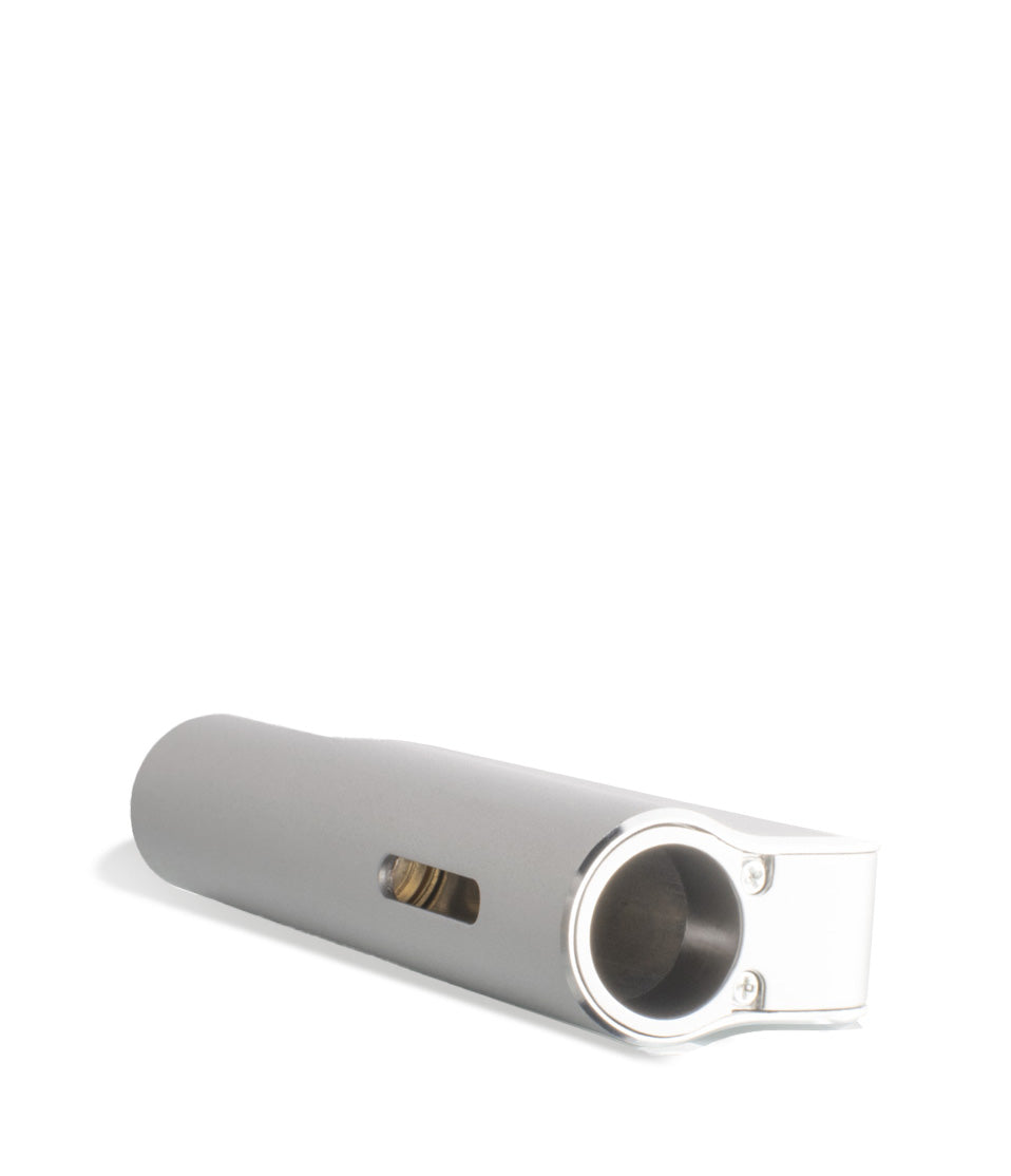 Silver top view Exxus Vape Snap VV Cartridge Vaporizer on white background