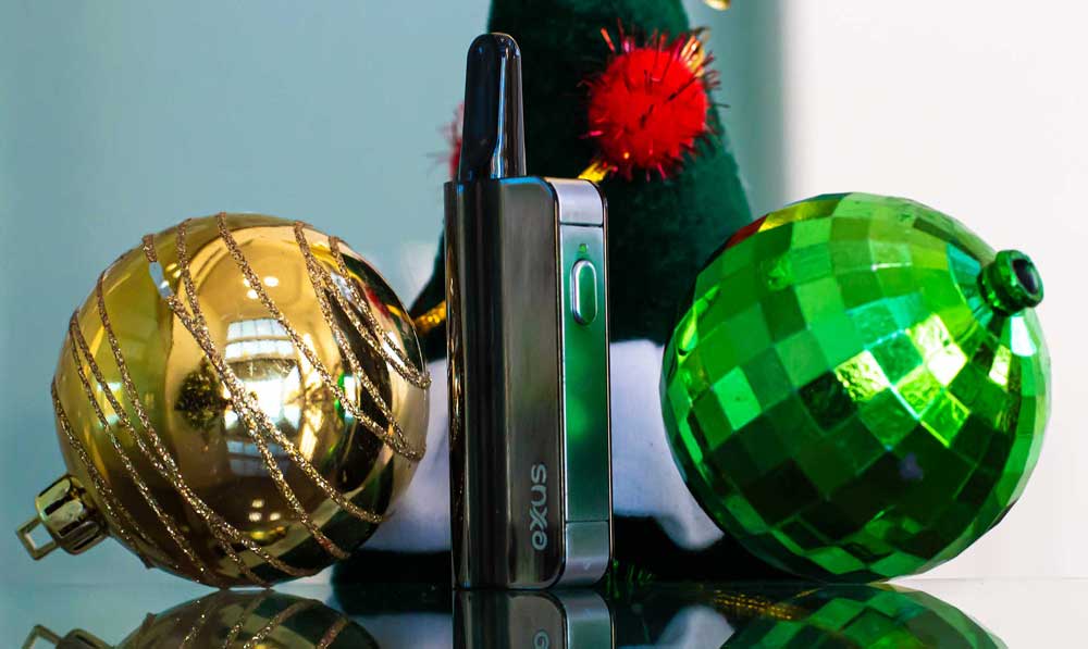 Exxus Snap VV Mini standing near Christmas Decorations