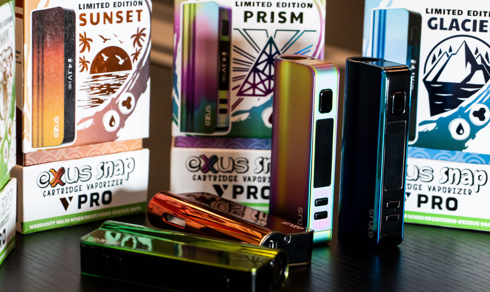 Exxus Snap VV Pro collection on table with packaging