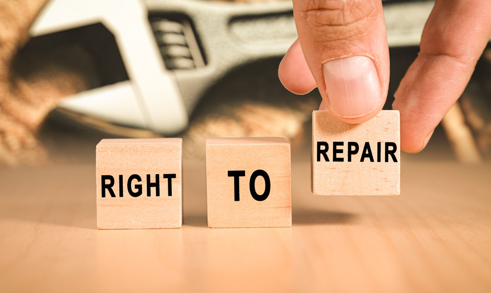 Blocks in a row that say "Right to Repair"