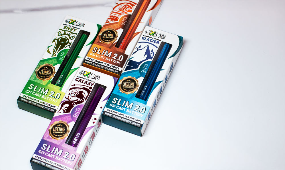 Slim 2 vaporizers on white surface in packaging