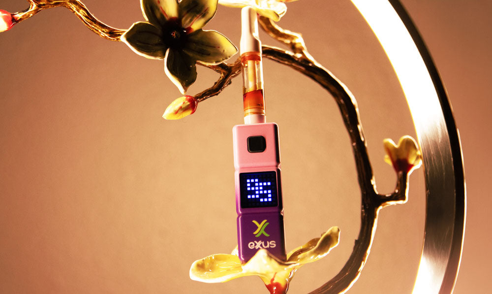 Exxus Stax 510 thread battery on a flower display platform