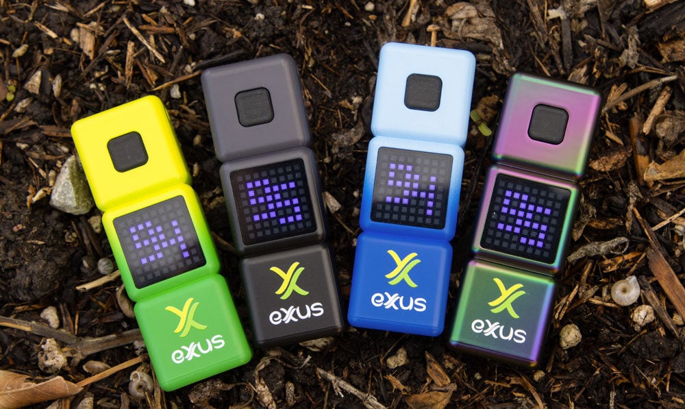 Exxus vape STAX line on floor with 4 color variations