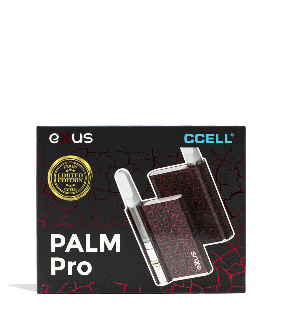 Black Red Crackle Exxus Palm Pro 510 Thread Battery Packaging Front View on White Background