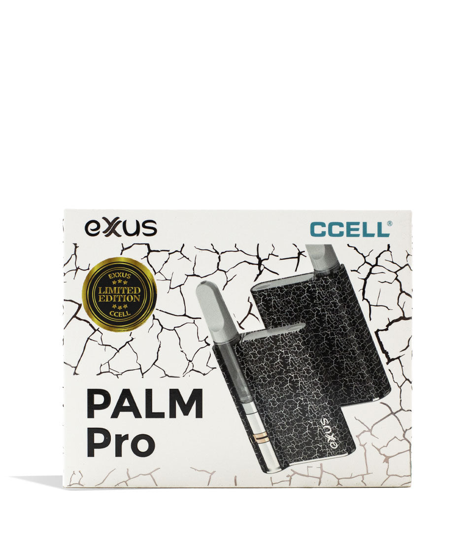 Black White Crackle Exxus Palm Pro 510 Thread Battery Packaging Front View on White Background