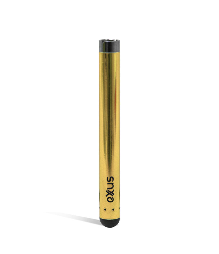 Gold Exxus Vape Slim 2.0 510 Thread Battery front view on white background