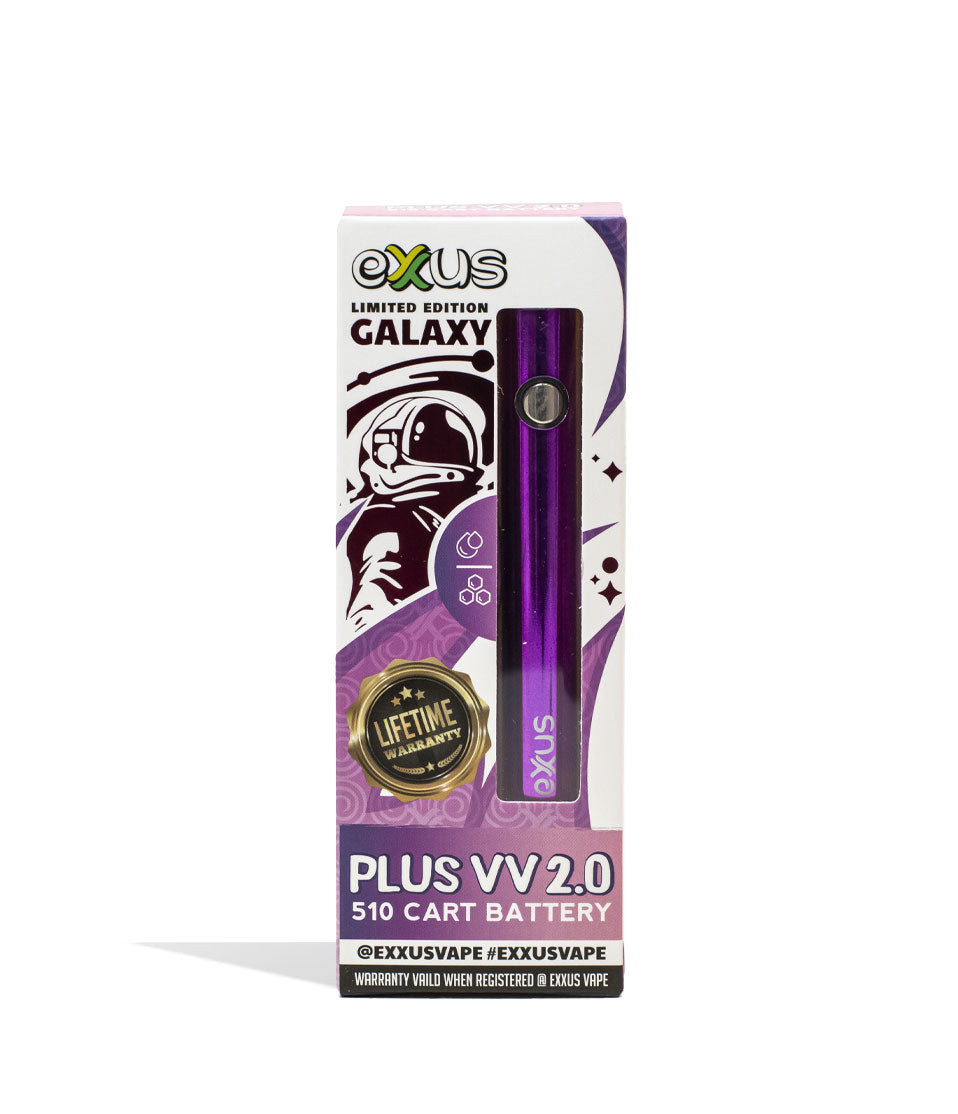 Galaxy Exxus Vape Plus VV 2.0 510 Thread Battery Packaging Front View on White Background