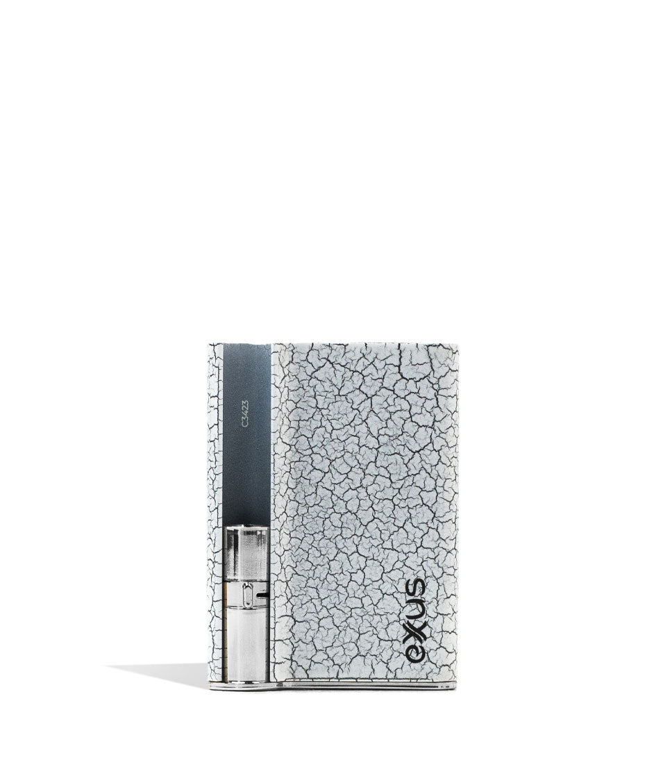 White Black Crackle Exxus Palm Pro 510 Thread Battery Front View on White Background