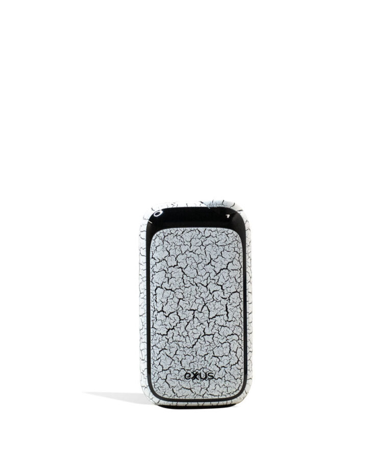 White Black Crackle Exxus Vape Rizo 510 Thread Battery Front View on White Background