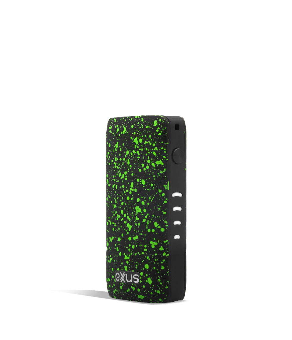 Black Green Spatter side view  Exxus Vape Push 510 Thread Battery on white background