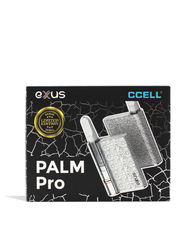 White Black Crackle Exxus Palm Pro 510 Thread Battery Packaging Front View on White Background