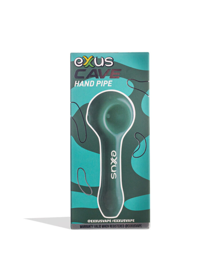 Milky Green Exxus Vape Cave Hand Packaging Pipe Front View on White Background