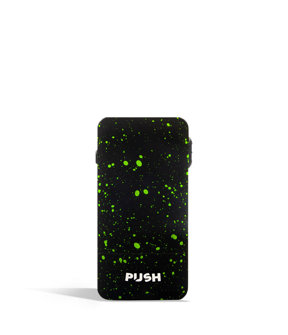 Black Green Spatter front view Exxus Vape Push 510 Thread Battery on white background