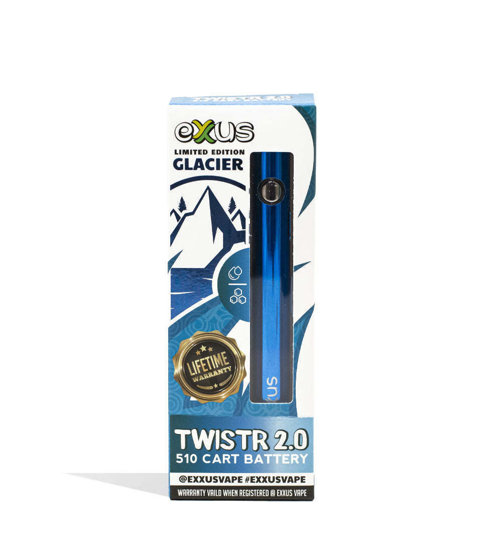 Glacier Exxus Vape Twistr 2.0 510 Thread Battery Packaging Front View on White Background