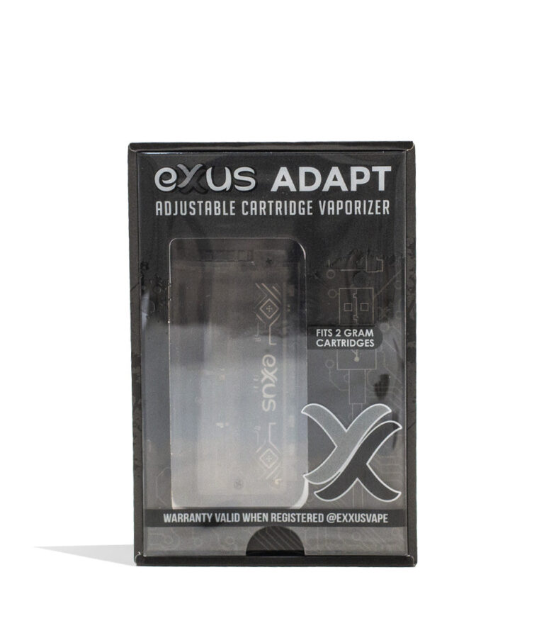 Black Exxus Vape Adapt 510 Thread Battery Packaging Front View on White Background