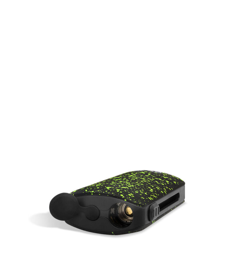 Black Green Spatter top view Exxus Vape Push 510 Thread Battery on white background