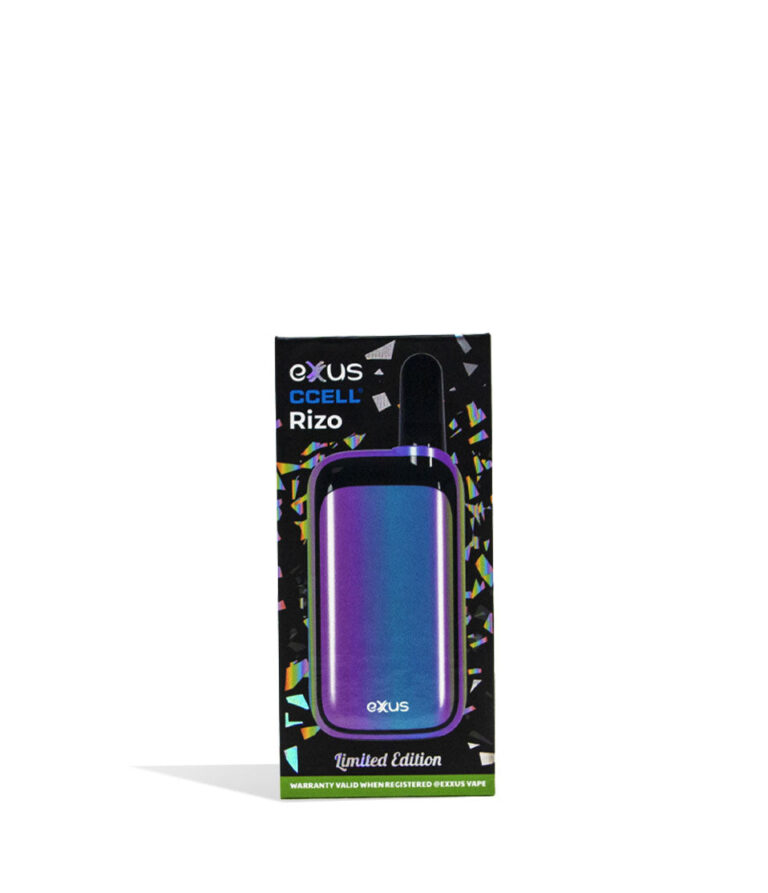 Full Color Exxus Vape Rizo 510 Thread Battery packaging on White Background