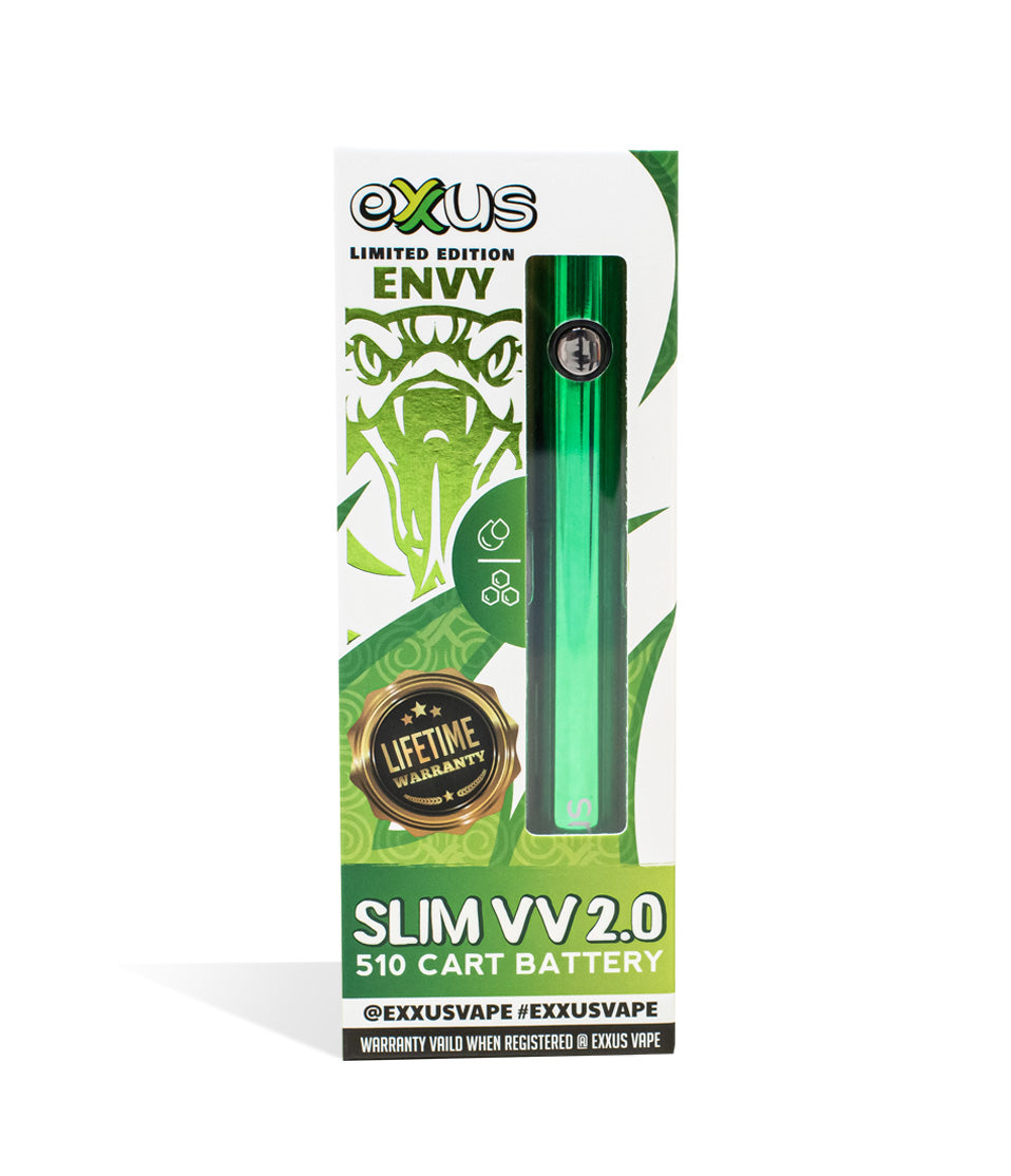 Envy Exxus Vape Slim VV 2.0 510 Thread Battery single pack on white background