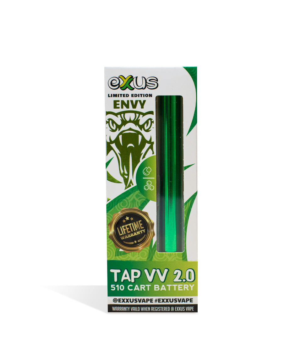 Envy Exxus Vape Tap VV 2.0 510 Thread Battery single pack on white background