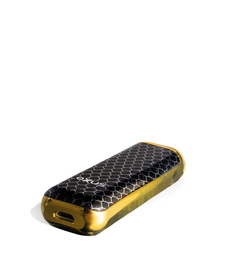 Black Gold Cobra bottom view Exxus Vape MiNovo 510 Thread Battery on white background