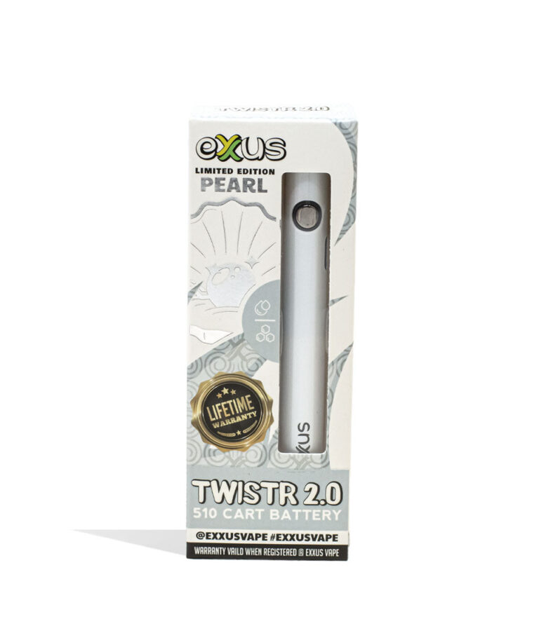 Pearl Exxus Vape Twistr 2.0 510 Thread Battery Packaging Front View on White Background