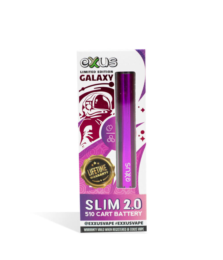 Galaxy Exxus Vape Slim 2.0 510 Thread Battery single pack on white background