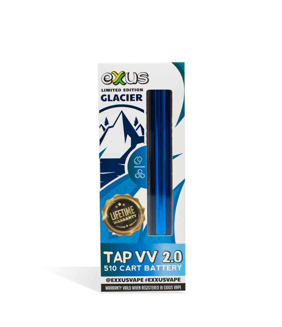 Glacier Exxus Vape Tap VV 2.0 510 Thread Battery single pack on white background