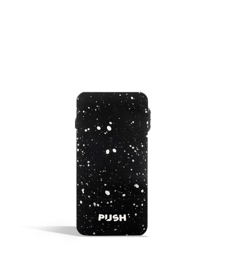 Black White Spatter front view Exxus Vape Push 510 Thread Battery on white background