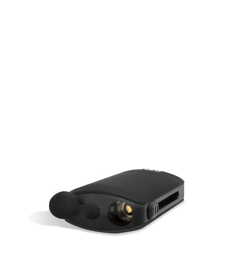 Black top view Exxus Vape Push 510 Thread Battery on white background