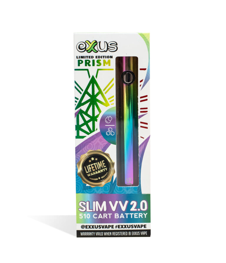 Prism Exxus Vape Slim VV 2.0 510 Thread Battery single pack on white background