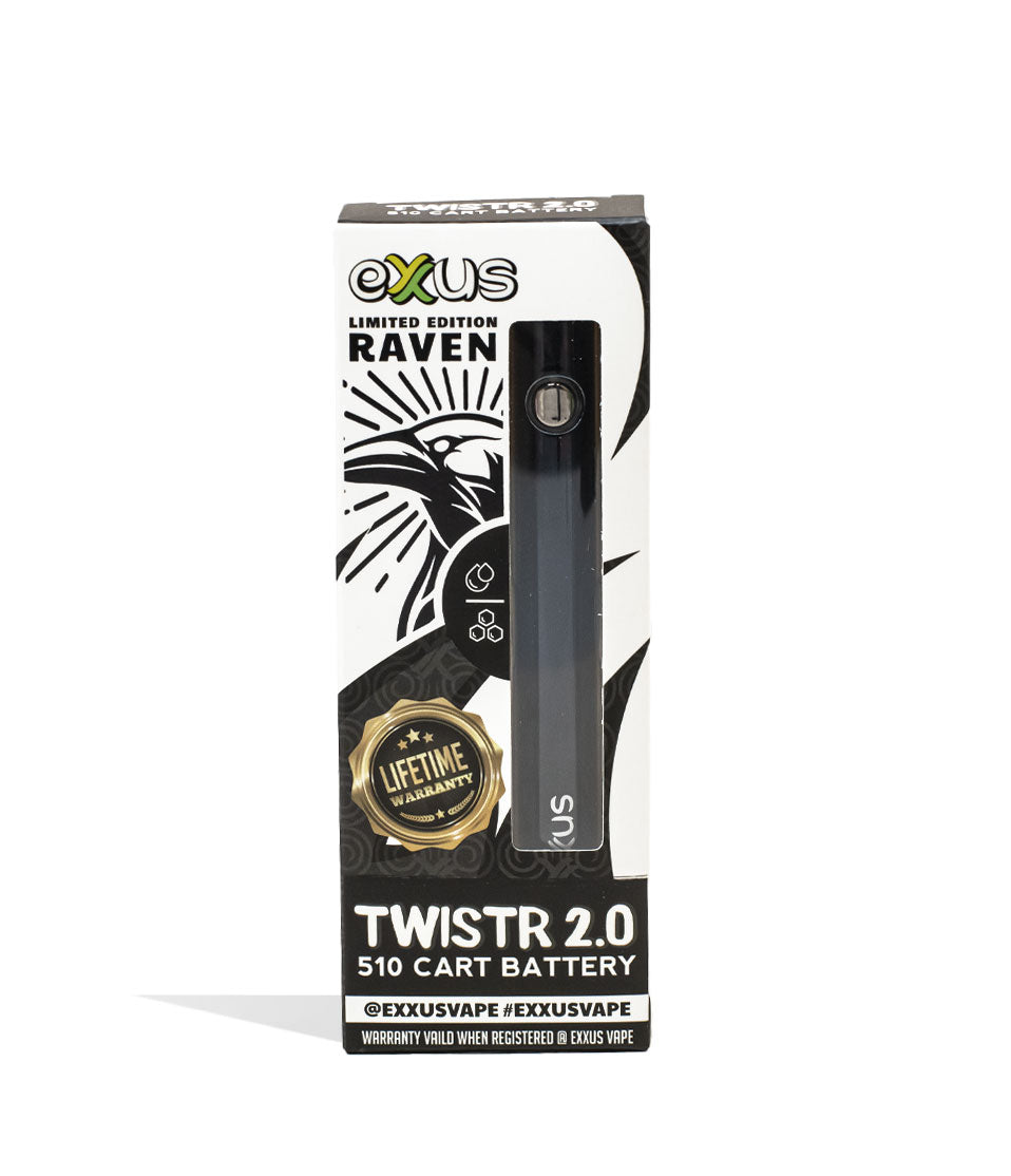Raven Exxus Vape Twistr 2.0 510 Thread Battery Packaging Front View on White Background